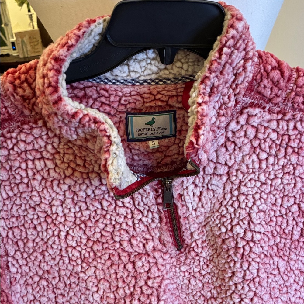 Men's Red Properly Tied Sherpa 1/4 Zip Pintail Pullover - Picture 3 of 9